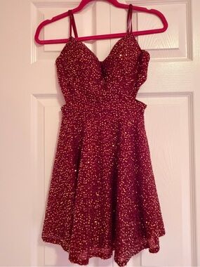 privy Wine Red Sequin Mini Dress